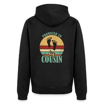 Promoted to big cousin - Unisex Premium Bio Zip Hoodie - Schwarz - Hinten - Nico (187cm)