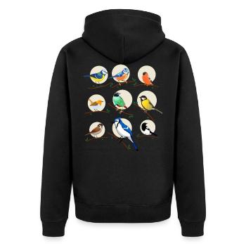 Gartenvögel, Vögel, Meisen, - Unisex Premium Bio Zip Hoodie - Schwarz - Hinten - Nico (187cm)