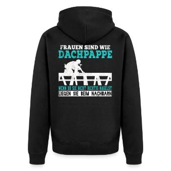 Dachdecker Dachdecken Dachspengler Dach Geschenk - Unisex Premium Bio Zip Hoodie - Schwarz - Hinten - Nico (187cm)
