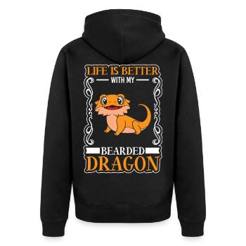 Lizard Lizard Bartagam - Unisex Premium Organic Zip Hoodie - black - Back - Nico (187cm)