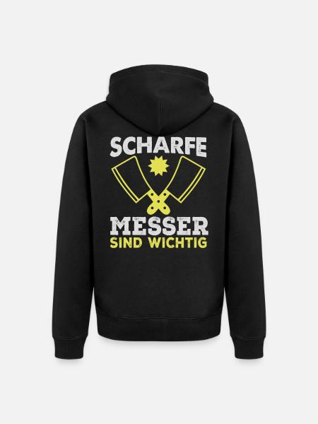 Metzger Fleischer Fleisch Fleischerei Geschenk - Unisex Premium Bio Zip Hoodie - Schwarz