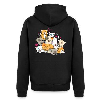 Katzenhaufen - Kawaii Kitten für Katzenbesitzer - Unisex Premium Bio Zip Hoodie - Schwarz - Hinten - Nico (187cm)