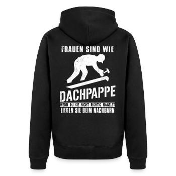 Dachdecker Dachdecken Dachspengler Dach Geschenk - Unisex Premium Bio Zip Hoodie - Schwarz - Hinten - Nico (187cm)