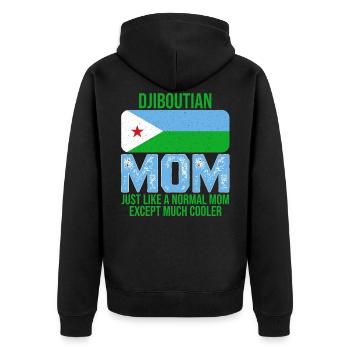 Djiboutian Mom Dschibuti-Flagge zum Muttertag - Unisex Premium Bio Zip Hoodie - Schwarz - Hinten - Nico (187cm)