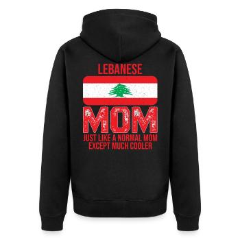 Lebanese Mom Libanon-Flagge zum Muttertag - Unisex Premium Bio Zip Hoodie - Schwarz - Hinten - Nico (187cm)