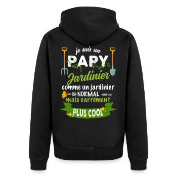Papy jardinier, humour cadeau grand père - Veste à capuche bio Premium Unisexe - noir - Dos - Nico (187cm)