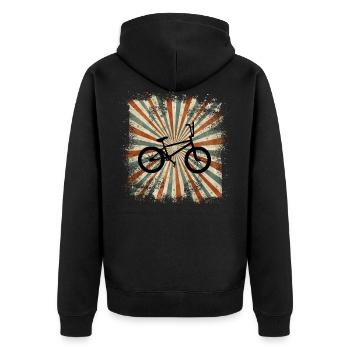 Bmx - Unisex Premium Bio Zip Hoodie - Schwarz - Hinten - Nico (187cm)