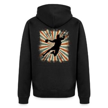handball - Unisex Premium Organic Zip Hoodie - black - Back - Nico (187cm)