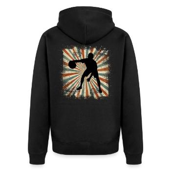 basketball - Unisex Premium Organic Zip Hoodie - black - Back - Nico (187cm)