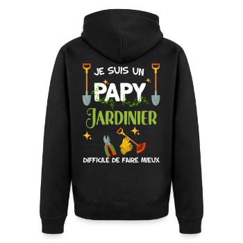 Papy jardinier perfection - Veste à capuche bio Premium Unisexe - noir - Dos - Nico (187cm)