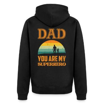 Papa, tu es mon Superhero - Veste à capuche bio Premium Unisexe - noir - Dos - Nico (187cm)