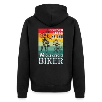 Biker Dad with Child on Motor Cross - Biker Dad - Unisex Premium Organic Zip Hoodie - black - Back - Nico (187cm)