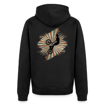 BMX - Unisex Premium Organic Zip Hoodie - black - Back - Nico (187cm)