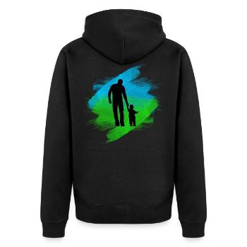 Vater und Tochter - Unisex Premium Bio Zip Hoodie - Schwarz - Hinten - Nico (187cm)