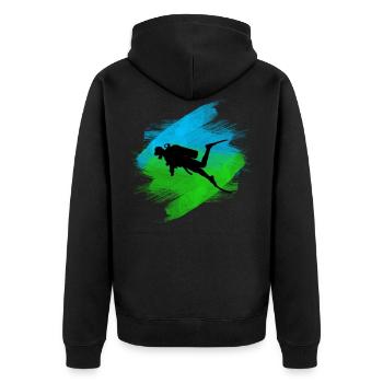 diver - Unisex Premium Organic Zip Hoodie - black - Back - Nico (187cm)
