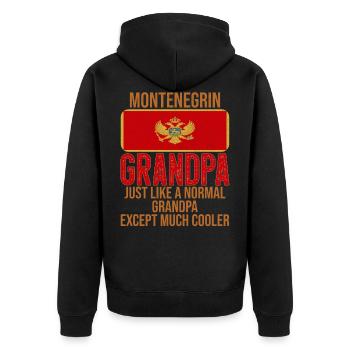 Montenegrin Grandpa Montenegro-Flagge - Unisex Premium Bio Zip Hoodie - Schwarz - Hinten - Nico (187cm)