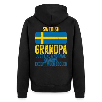 Swedish Grandpa Swedish flag for Father's Day - Unisex Premium Organic Zip Hoodie - black - Back - Nico (187cm)