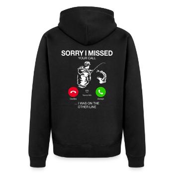 SORRY I MISSED YOUR CALL I WAS ON THE OTHER LINE - Unisex Premium Organic Zip Hoodie - black - Back - Nico (187cm)