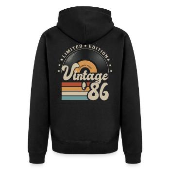 vintage Vinyl 1986 birthday gift 36 years - Unisex Premium Organic Zip Hoodie - black - Back - Nico (187cm)