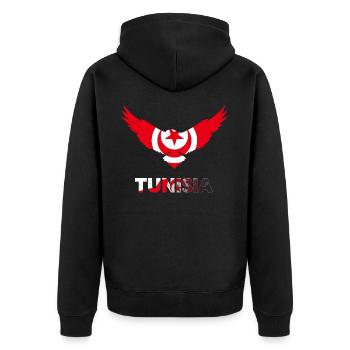 Tunesien - Unisex Premium Bio Zip Hoodie - Schwarz - Hinten - Nico (187cm)