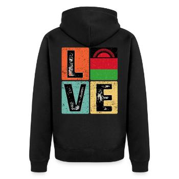 I Love Malawi Malawian Flag - Unisex Premium Organic Zip Hoodie - black - Back - Nico (187cm)