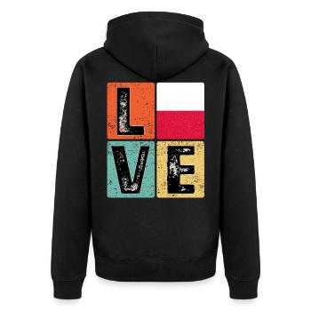 I Love Poland drapeau pour la fierté polonaise - Veste à capuche bio Premium Unisexe - noir - Dos - Nico (187cm)