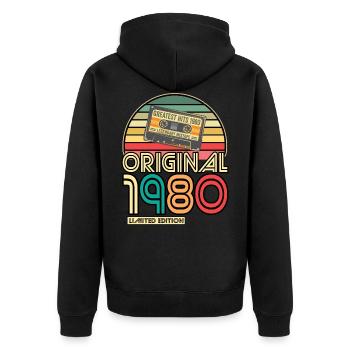 Cassette Tape Retro Vintage 1980 born Year 1980 - Unisex Premium Organic Zip Hoodie - black - Back - Nico (187cm)