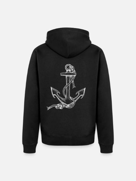 nautic anchor - Unisex Premium Bio Zip Hoodie - Schwarz