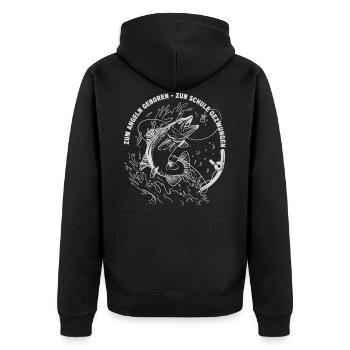 Zum Angeln Geboren Zur Schule Gezwungen Schüler - Unisex Premium Bio Zip Hoodie - Schwarz - Hinten - Nico (187cm)