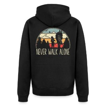 Pferd - Never walk alone - treuer Begleiter - Unisex Premium Bio Zip Hoodie - Schwarz - Hinten - Nico (187cm)