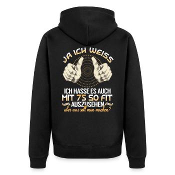 75. Geburtstag 75 Jahre Geburtstag Geschenkidee - Unisex Premium Bio Zip Hoodie - Schwarz - Hinten - Nico (187cm)