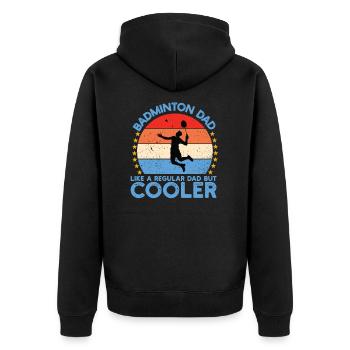 Badminton Dad Federball - Unisex Premium Organic Zip Hoodie - black - Back - Nico (187cm)