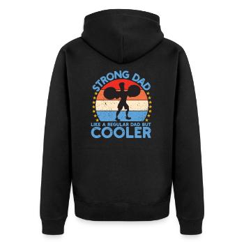 Fitness Gym Gewichtheber Dad Kraftsport - Unisex Premium Bio Zip Hoodie - Schwarz - Hinten - Nico (187cm)