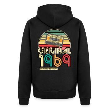 Geburtstag 1969 Vintage 1969 geboren Jahr 196 - Unisex Premium Bio Zip Hoodie - Schwarz - Hinten - Nico (187cm)