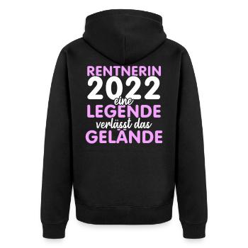 Rentnerin 2022 Ruhestand Frauen Kollegin - Unisex Premium Bio Zip Hoodie - Schwarz - Hinten - Nico (187cm)