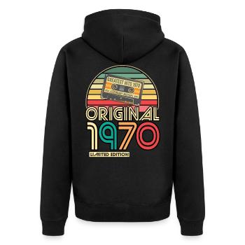 Cassette Tape Retro Vintage 1970 born Year 1970 - Unisex Premium Organic Zip Hoodie - black - Back - Nico (187cm)
