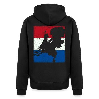 Niederlande Flagge mit Karte / Umriss - Unisex Premium Bio Zip Hoodie - Schwarz - Hinten - Nico (187cm)