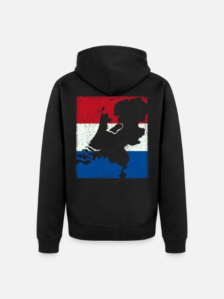 Netherlands flag with map / outline - Unisex Premium Organic Zip Hoodie - black