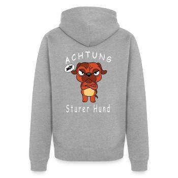Sturer Hund Dickkopf Sturer Bock - Unisex Premium Bio Zip Hoodie - Grau meliert - Hinten - Nico (187cm)