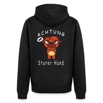 Sturer Hund Dickkopf Sturer Bock - Unisex Premium Bio Zip Hoodie - Schwarz - Hinten - Nico (187cm)