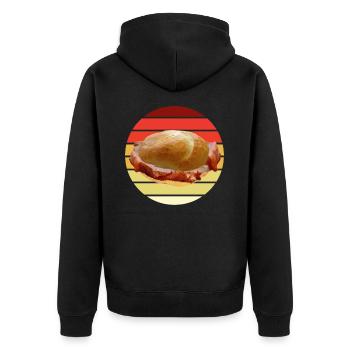 Leberkas Leberkäse Leberkässemmel Fleischkäse - Unisex Premium Bio Zip Hoodie - Schwarz - Hinten - Nico (187cm)
