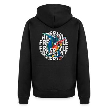 Skateboard Freestyle - Veste à capuche bio Premium Unisexe - noir - Dos - Nico (187cm)
