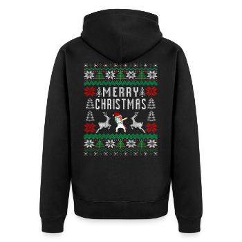 Merrry Christmas Einhorn Weihnachten Xmas - Unisex Premium Bio Zip Hoodie - Schwarz - Hinten - Nico (187cm)