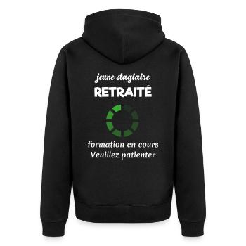 tee shirt retraite humoristique - Veste à capuche bio Premium Unisexe - noir - Dos - Nico (187cm)