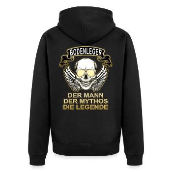 Bodenleger Mann Mythos Legende - Unisex Premium Bio Zip Hoodie - Schwarz - Hinten - Nico (187cm)