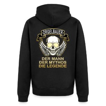 Orgelbauer Mann Mythos Legende - Unisex Premium Bio Zip Hoodie - Schwarz - Hinten - Nico (187cm)