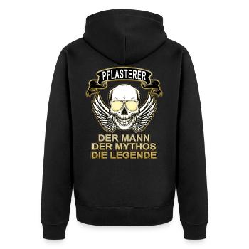 Pflasterer Mann Mythos Legende - Unisex Premium Bio Zip Hoodie - Schwarz - Hinten - Nico (187cm)