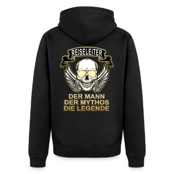 Reiseleiter Mann Mythos Legende - Unisex Premium Bio Zip Hoodie - Schwarz - Hinten - Nico (187cm)