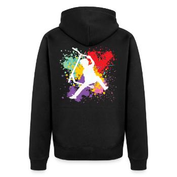 Freestyle-Roller - Unisex Premium Bio Zip Hoodie - Schwarz - Hinten - Nico (187cm)