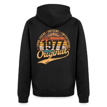 1977 Birthday Retro Vintage born in 1977 - Unisex Premium Organic Zip Hoodie - black - Back - Nico (187cm)
